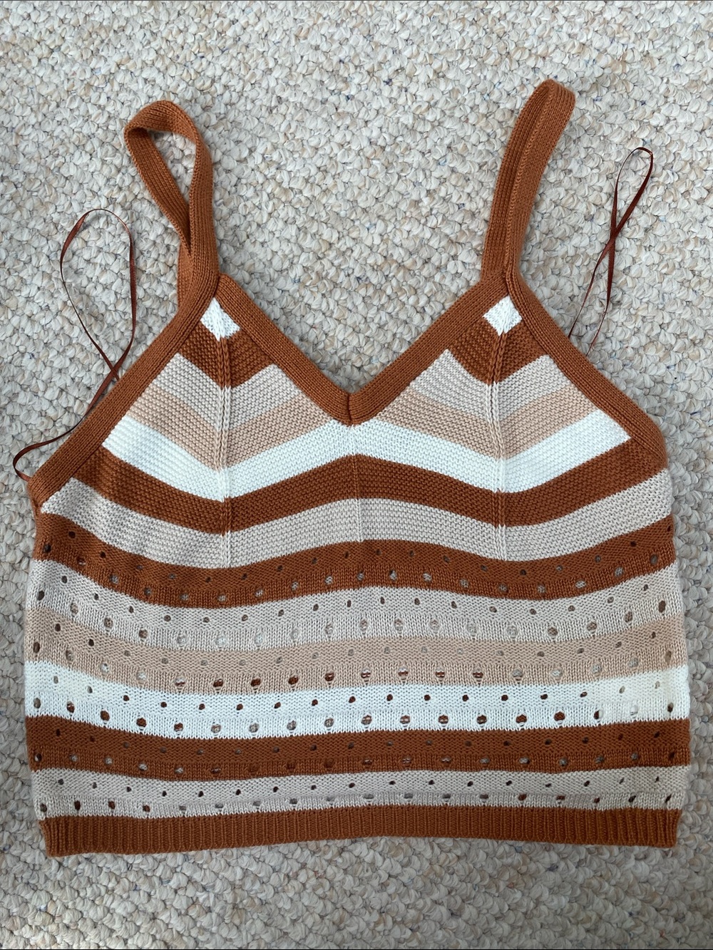 Ultra Flirt Striped Knit Cami in Cream & Brown